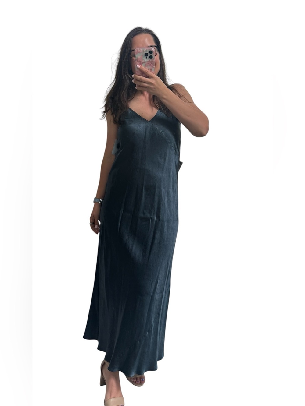 Nordstrom Luxe Blue Satin Slip Dress NWT
